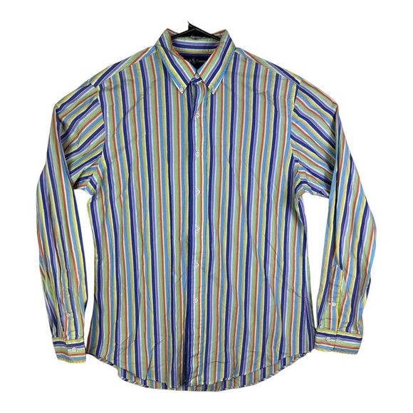 Vintage Polo Ralph Lauren Striped Button Down Shirt Long Sleeve Large 16 1/2 - Picture 1 of 15